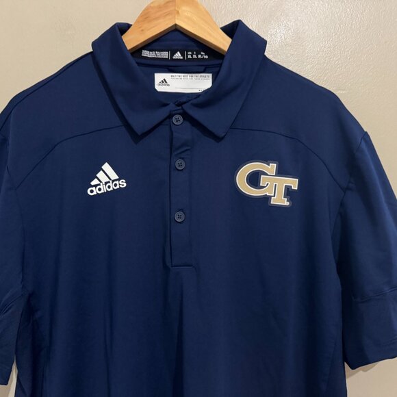 Adidas Georgia Tech GT Yellow Jackets Football Team Issue Polo Shirt Mens NEW - Picture 2 of 7